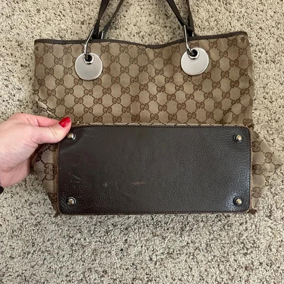 Vintage Gucci Beige and Brown GG Canvas Tote As Is - Picture 4 of 13